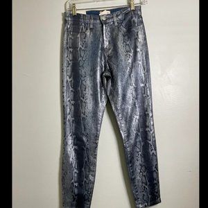 L’Agence Margot Metallic Snake Skin High Rise Skinny Jeans NWT